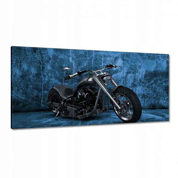 Obrazy 180x90 Modrá stěna Motocykl