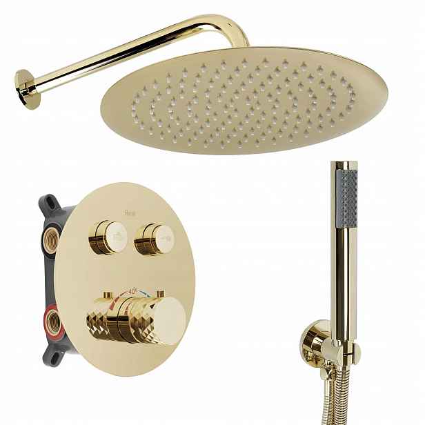 Rea Podomítkový Sprchový Set Lungo Diamond Zlatý Termostat