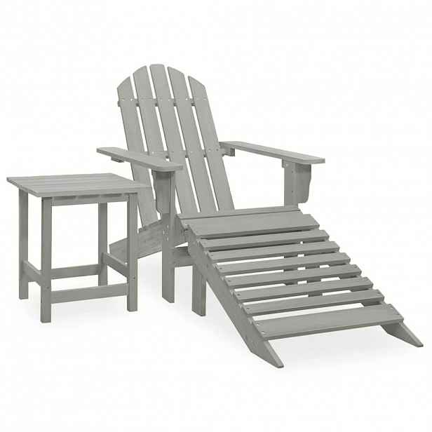 vidaXL Zahradní židle Adirondack podnožka a stůl masivní jedle šedá