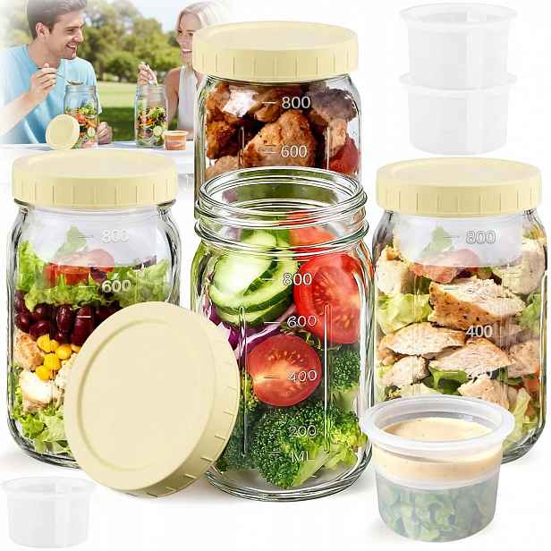 4 X Nádoby Na Monoporce 32 Oz, Skleněné Sklenice Na Jogurty Se Zátkami