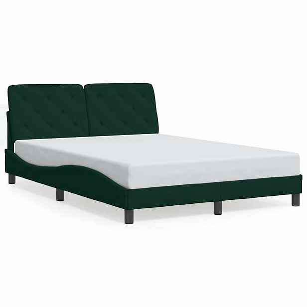 vidaXL Rám postele bez matrace tmavě zelená 140 x 190 cm samet