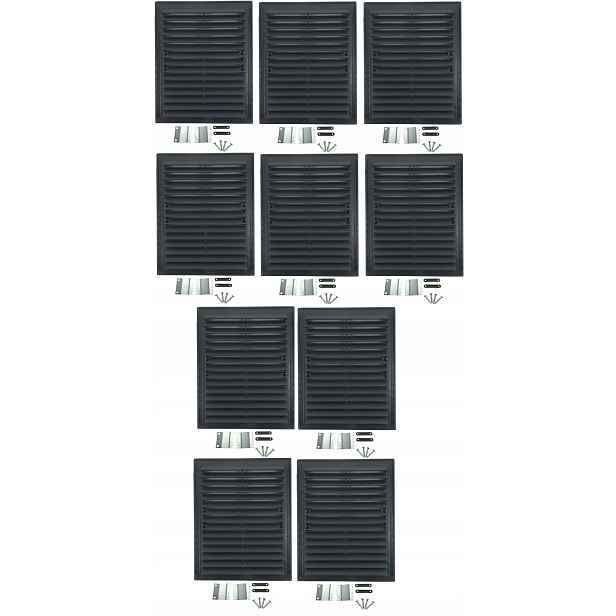Ventilační Mřížka 14 X 21 CM Komínová Šikmá Grafit