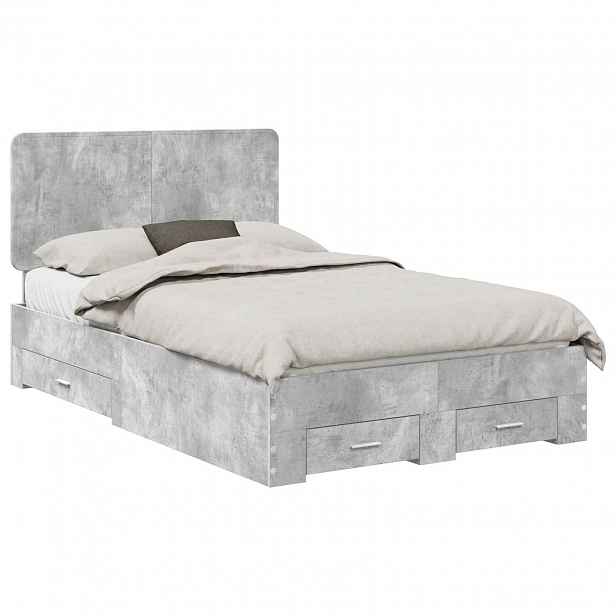 vidaXL Rám postele s čelo Betonově šedá 120 x 190 cm Kompozitní dřevo