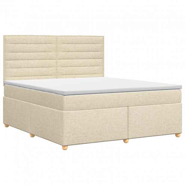 vidaXL Postel boxspring s matrací s čelo Krémová 140 x 200 cm Textil