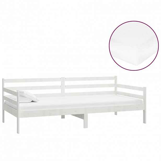 vidaXL Válenda s matrací 90 x 200 cm bílá masivní borové dřevo