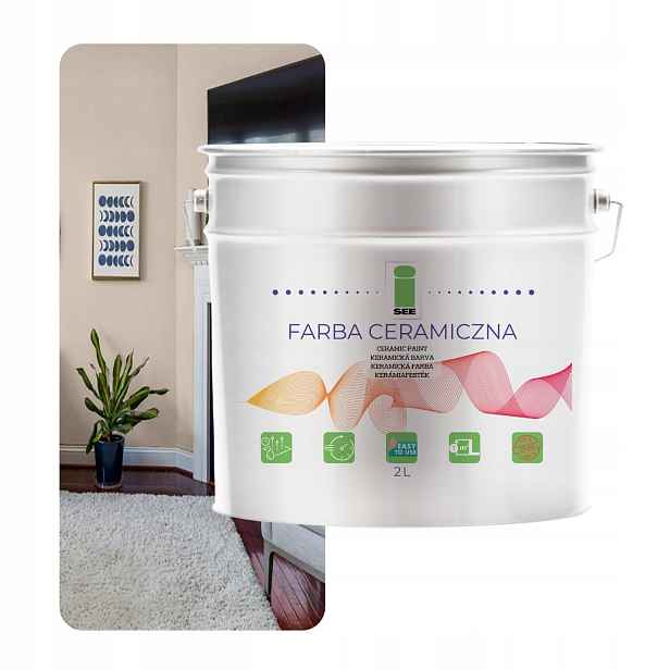 Barva Na Stěny Keramická, Omyvatelná, Nástěnná, Béžová, Teplá, 2L, Odolná Vůči Skvrnám