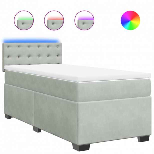 vidaXL Box spring postel s matrací světle šedá 100x200 cm samet