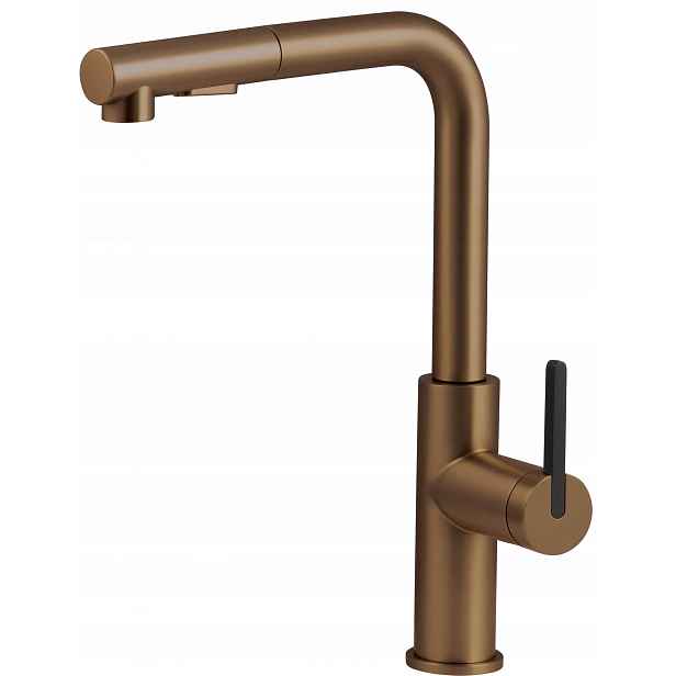 Kuchyňská baterie s vytahovací sprškou, Ocel 304, kartáčovaný bronz