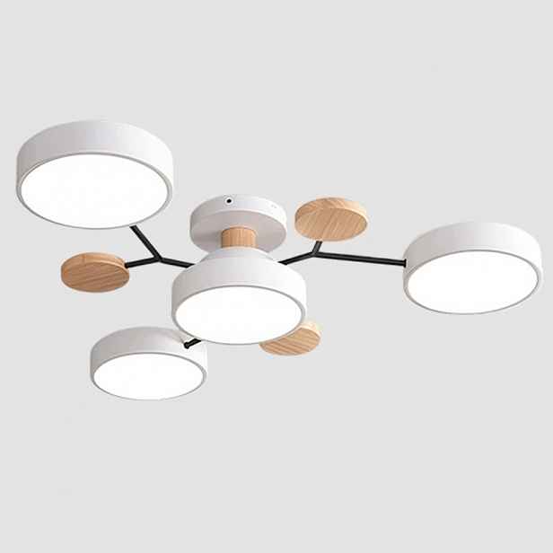 Moderní dřevěné železné Led stropní světlo 48W, nastavitelná závěsná lampa se 3 barvami