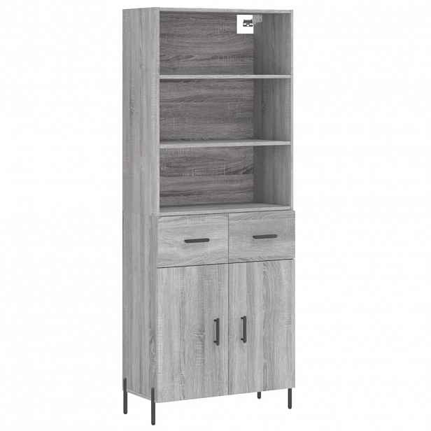 vidaXL Skříň highboard šedá sonoma 69,5 x 34 x 180 cm kompozitní dřevo