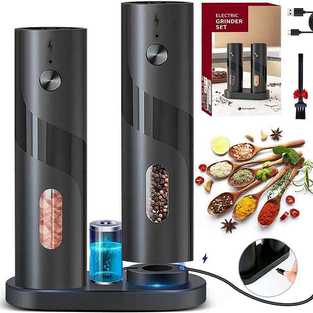 2 Kusy Dárek Elektrický Mlýnek Na Pepř A Sůl Usb Nabíjení Sada