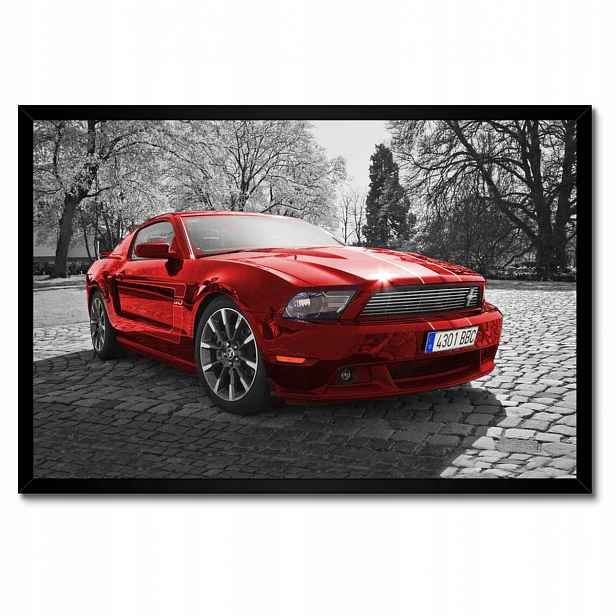 Plakáty v rámu 60x40 Červený Ford Mustang Usa