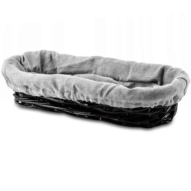 Affek Design HIWD8445 Proutěný košík na chléb, pečivo, příbor, černý, 26x10x6cm