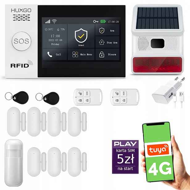 Bezdrátový alarm WiFi Gsm 4G, Tuya, alarmová sada Huxgo HXA007 D7BS