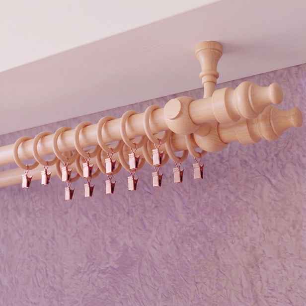 Dřevěná garnýž Ø 28 mm více rozměrů LINDA TOP FIX borovice dvouřadá Mybesthome Rozměr: 360 cm (180 cm + 180 cm)