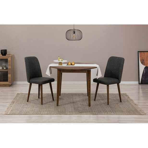 Jídelní set s rozkládacím stolem a židlemi (3 kusy) Vina 1053 - Walnut, Anthracite