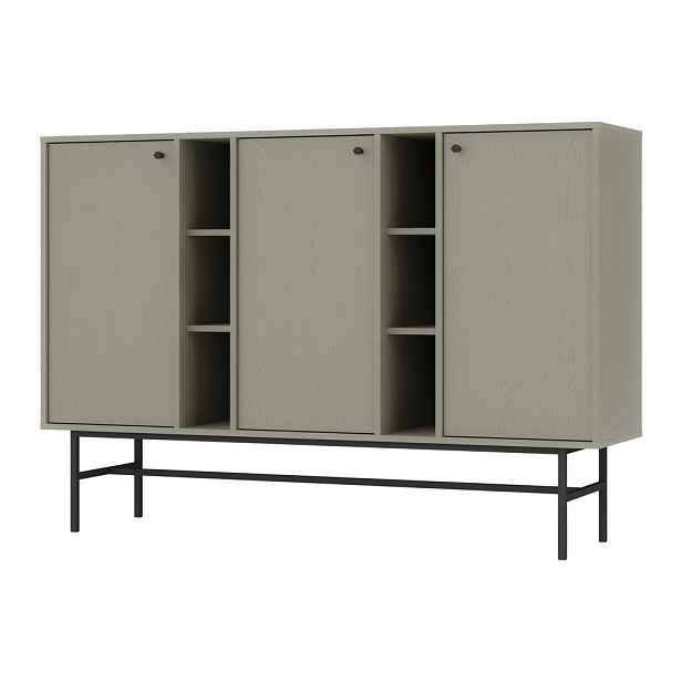 MASSENO KOMODA TORINO, 158/108/41 cm se 3 dvířky, světle zelená