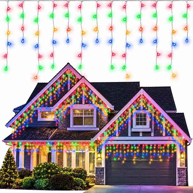 Vánoční Osvětlení Rampouchy Led 10 M 400 Led Barevný Časovač 8 Režimů IP44