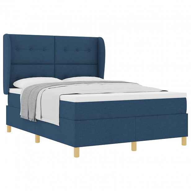 vidaXL Postel s boxspringem s čelo Modrá 200 x 140 cm textil