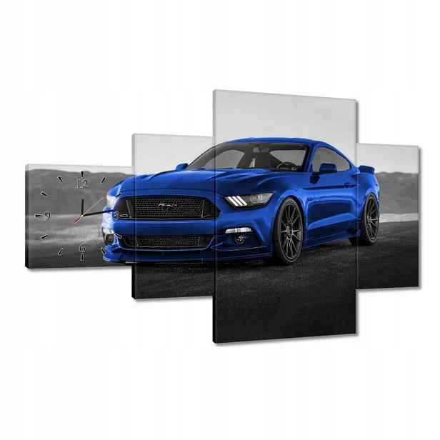 Nástěnné hodiny 130x80 Modré Ford Mustang