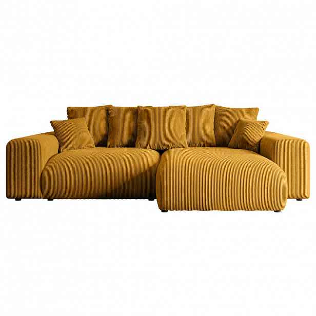 ALTDECOR ROHOVÁ SEDACÍ SOUPRAVA, otoman vpravo, ESKAR-L 266x176x72, curry žlutý manšestr