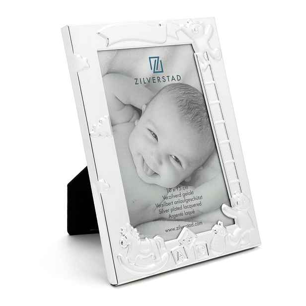 Kovový stojací rámeček ve stříbrné barvě 27x11 cm Baby – Zilverstad