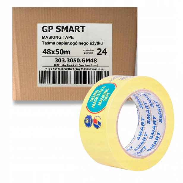 Papírová Malířská Páska Žlutá Maskovací 48 mm x 50 m Smart OCHRANNÁ-24 ks