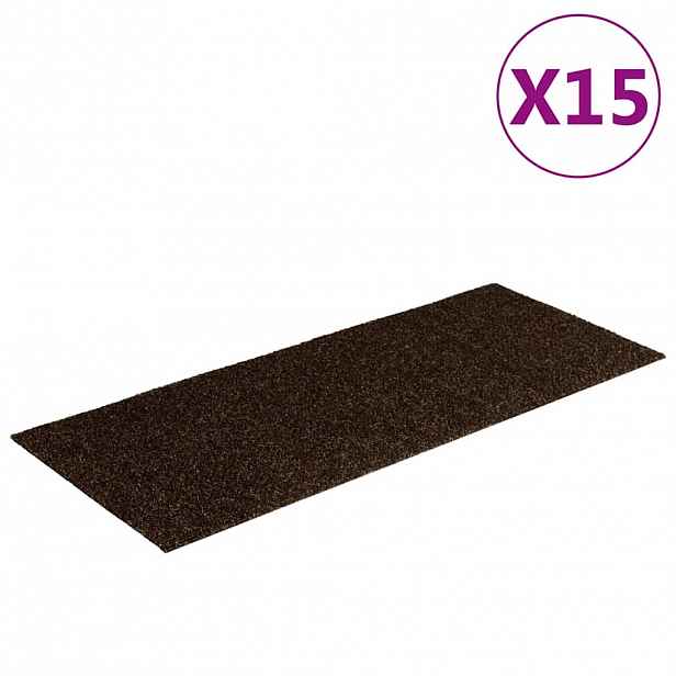 vidaXL Schodové rohože samolepicí 15 ks 60 x 25 cm hnědé obdélníkové
