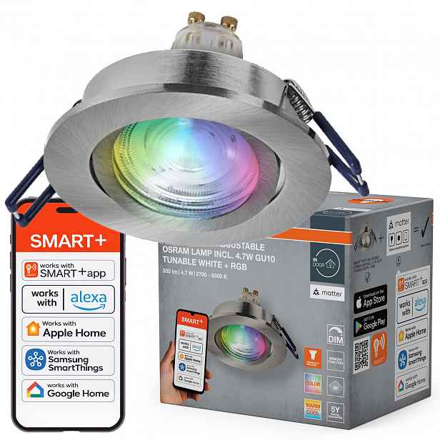 Kulaté Stropní Svítidlo Stropní Led svítidlo GU10 4.7W 315lm Cct Rgb Smart WiFi Matter Osram
