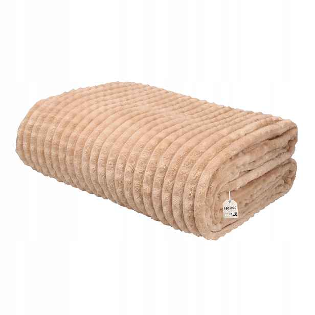 Deka 160x200 béžová z mikrovlákna plyšová měkká, teplá, extrudovaná
