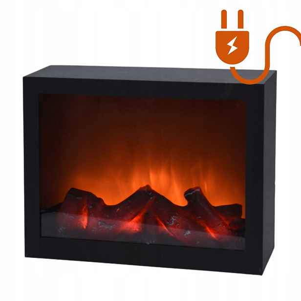 Led lampa s efektem krbu 29x10x23 cm černá s adaptérem, krb Led