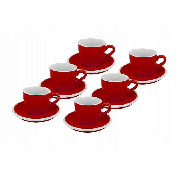 Set 6 ks Presso šálek s podšálkem Roma, 75 ml, červený