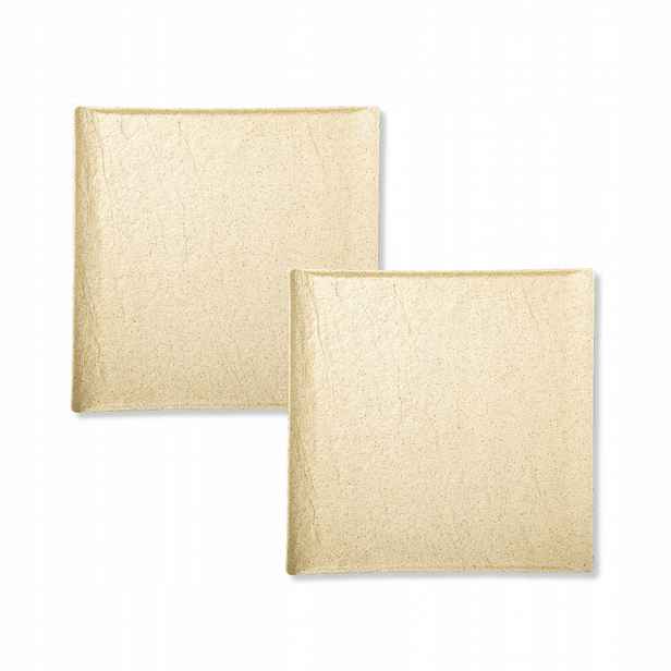 2x Obědový talíř Čtvercový porcelánový 21 cm Wilmax Béžový vzor kamene