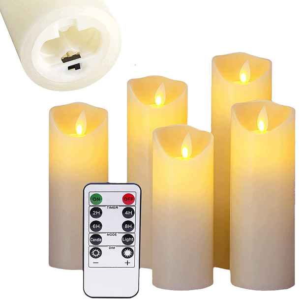 5 X Svíčka Led Efekt Plamene Svíčka Náplň Do Hřbitovních Svíček Na Baterie Dálkové Ovládání