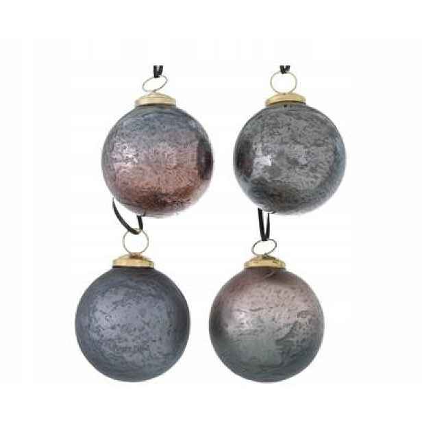 boltze Sada 4 skleněných ozdob na vánoční stromek, elegantní vánoční baňky Cassira O 8 cm