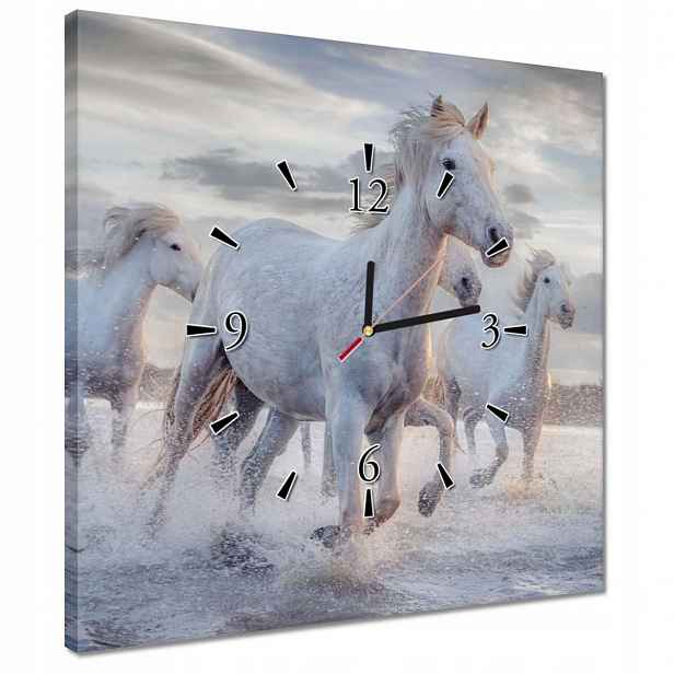 Hodiny 40x40 Divocí koně Wild Horses