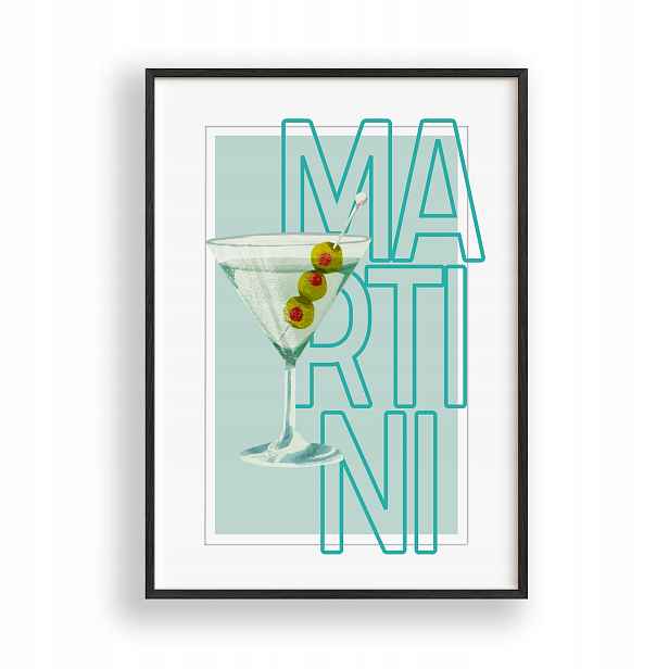 Obraz Martini Drink Plakát Rámeček Dřevěný Černý 30x42 cm