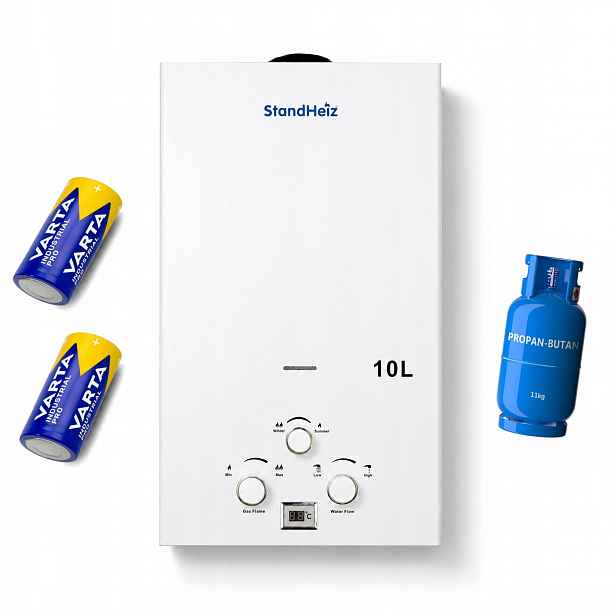 Ohřívač Vody Standheiz 10 L Plynový Bojler Lpg Průtoková Kamna 20 Kw