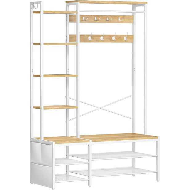 Předsíňový věšák Vasagle Une 120 cm bílý/hnědý
