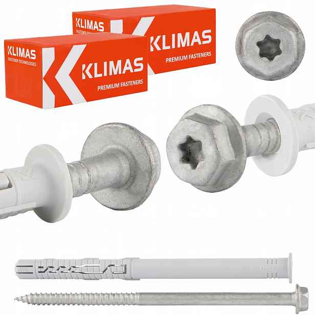 Rámové rozpěrné hmoždinky 12x330 mm s přírubou 40 ks Podložková hlava Torx
