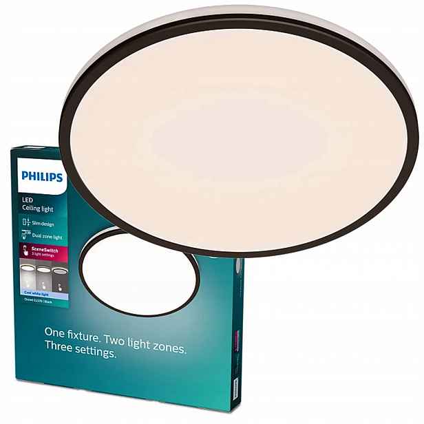 Stropní Svítidlo Led Stropní Svítidlo na omítku Ozziet 22W 4000K 40cm Černá Philips