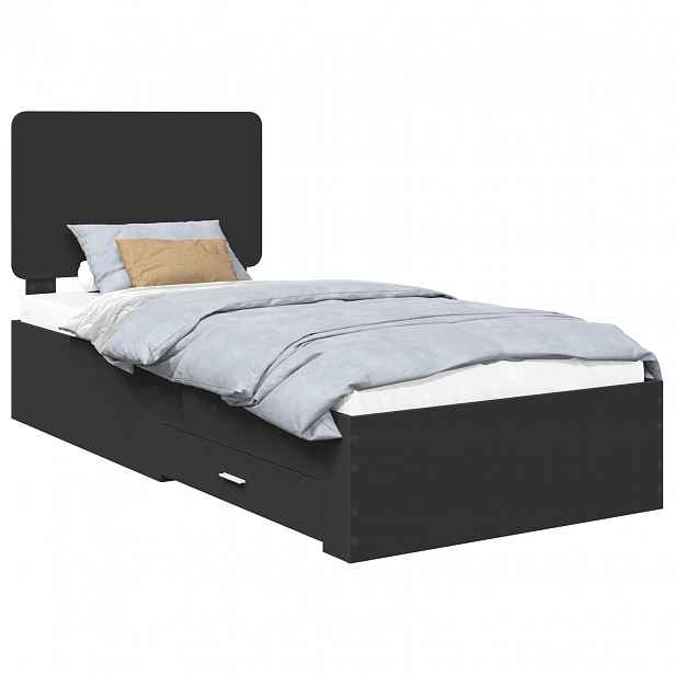 vidaXL Rám postele se zásuvkou Černá 100 x 200 cm Kompozitní dřevo