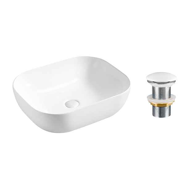 Comad Sada keramického umyvadla na desku a výpusti Smile 50 cm bílé
