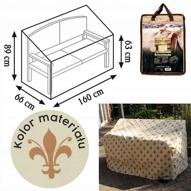 Obal na zahradní lavičku pro 3 osoby 160 x 66 x 83 cm béžový se vzorem