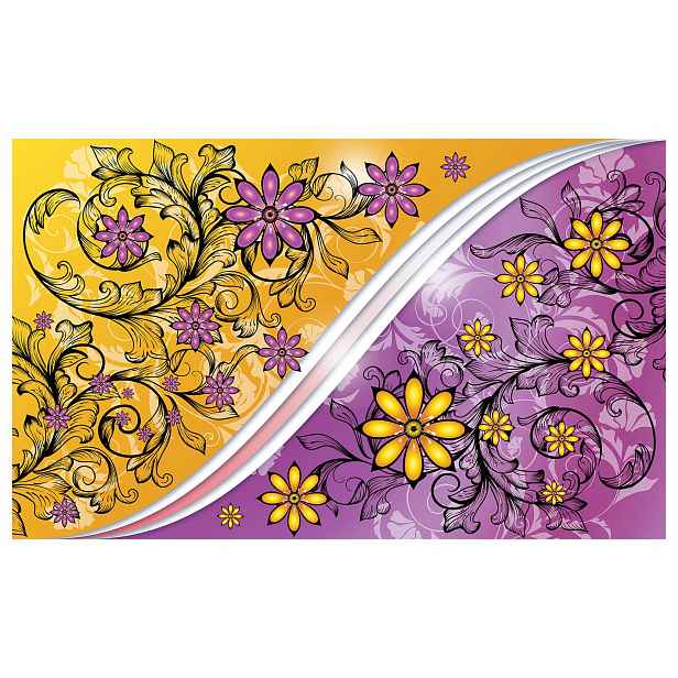 Tapeta Květiny žluto-fialové abstrakce moderní design 254x184 lepidlo