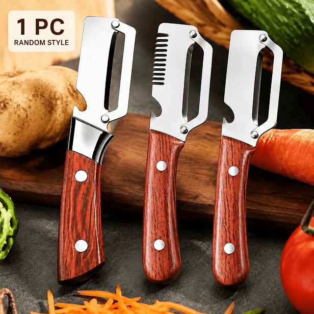 TEMU Sada nerezových škrabek pro náročné použití, multifunkční škrabka na ovoce a zeleninu, odstraňovač rybích šupin, spirálovka, kráječ, otvírák na