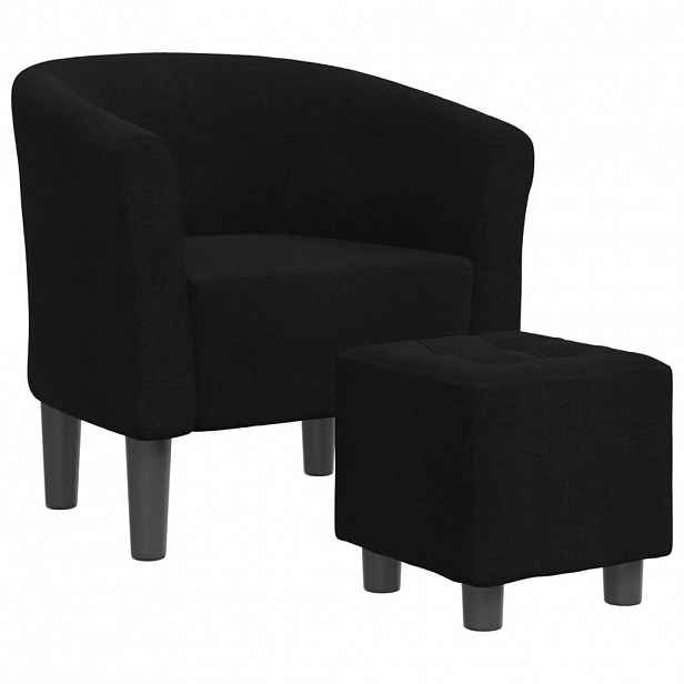 vidaXL Klubové křeslo s podnožkou černé textil
