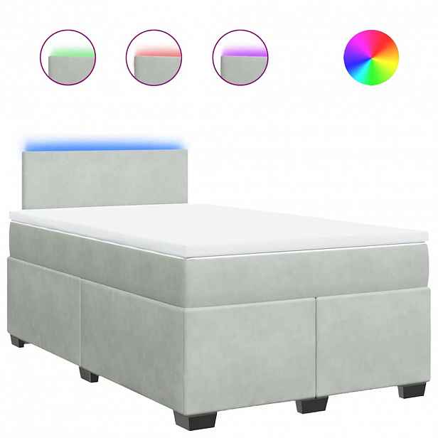 vidaXL Box spring postel s matrací světle šedá 120x190 cm samet