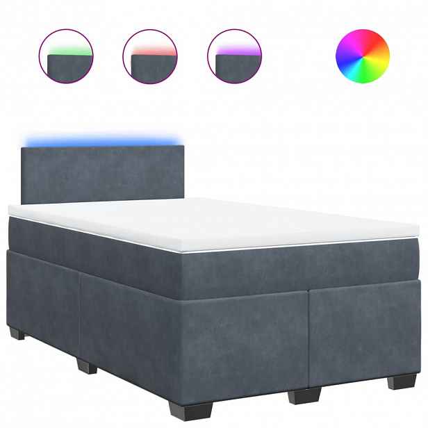 vidaXL Box spring postel s matrací tmavě šedý 120x190 cm samet