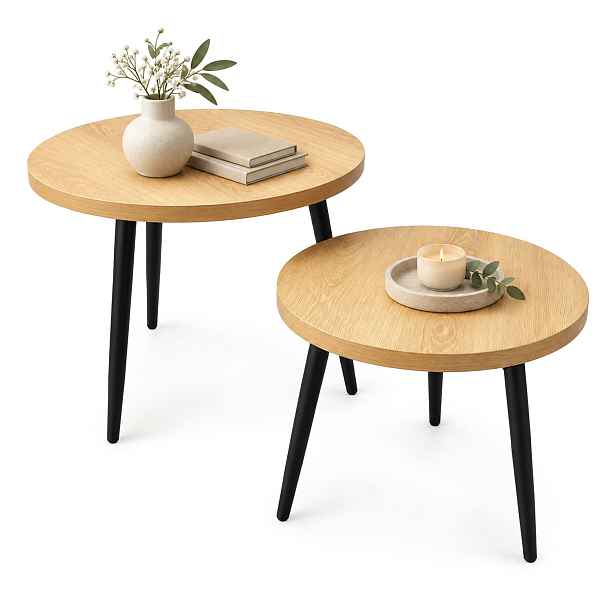 Ak furniture Sada 2 ks konferenčních stolků Twino dub přírodní